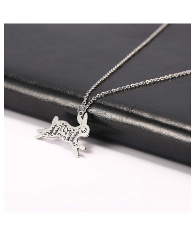 Stainless Steel Rabbit Shape Pendant Necklace Engraved Moon Mountain Star Pattern Animal Bunny Charm Cute Jewelry for Women G...