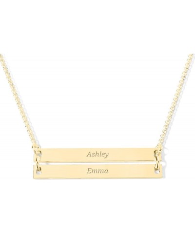 10K Classic Engravable Double Bar Necklace by JEWLR 16.0 Inches Yellow Gold $91.43 Necklaces