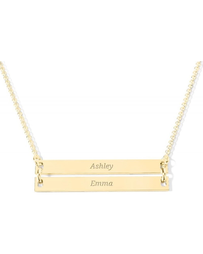 10K Classic Engravable Double Bar Necklace by JEWLR 16.0 Inches Yellow Gold $91.43 Necklaces