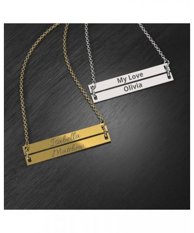 10K Classic Engravable Double Bar Necklace by JEWLR 16.0 Inches Yellow Gold $91.43 Necklaces