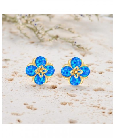 Opal Earrings 14k Solid Yellow Gold Opal Earrings Flower/Triangle/Star/Vintage Opal Stud Earrings Gold Earrings for Women Opa...