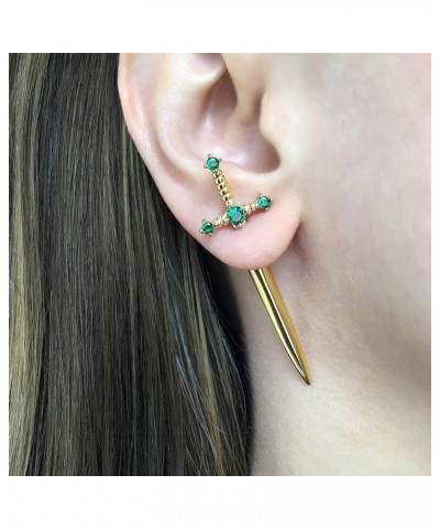 Handmade Cool Vintage Gothic Sword- Handle Studs Earrings Novel Quirky Punk Hip Hop Crystal Dagger- Earrings for Women Crysta...