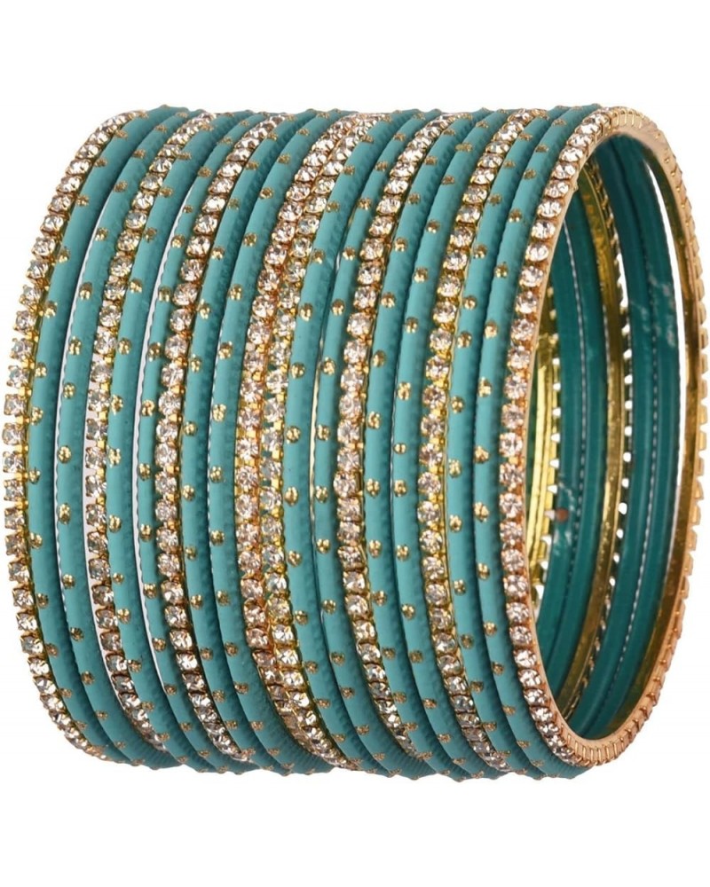 Indian Bangle Set Rhinestone CZ Plain Metal Bracelet Bangle Jewelry for Women Pine Green (Set of 20 Pcs) 2-6 $9.82 Bracelets