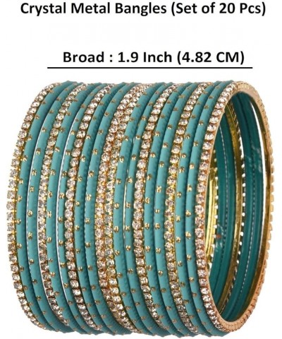 Indian Bangle Set Rhinestone CZ Plain Metal Bracelet Bangle Jewelry for Women Pine Green (Set of 20 Pcs) 2-6 $9.82 Bracelets