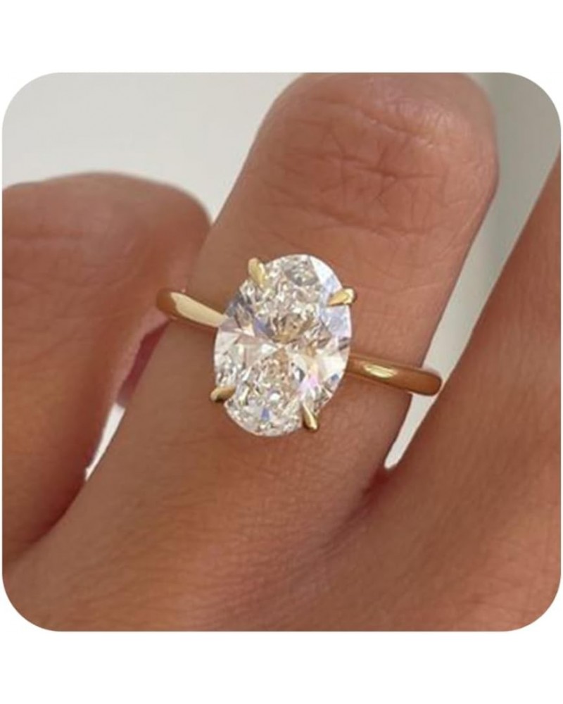 Gold Diamond Rings for Women Dainty Gold Engagement Rings | Round | Oval | Peal | Rectangle Cut Solitaire Cubic Zirconia CZ W...