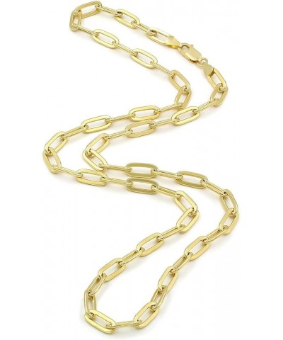 10k Yellow Gold 5mm Paperclip Elongated Rolo Cable Link Chain Pendant Necklace, Womens Jewelry Lobster Clasp 16" 18" 20" 22" ...