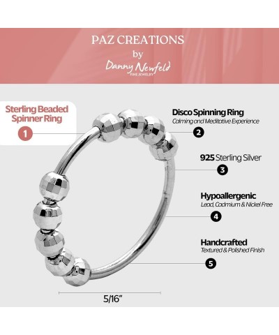 Paz Creations Sterling Silver Bead Ring For Women, Stylish Anxiety Rings, Designer ring, One-year warranty 7 Silver - Disco S...