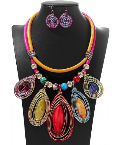 African Statement Choker Necklaces Colorful Chunky Bib Collar Necklace Ethnic Indian Tribal Jewelry Set for Women A $11.48 Ne...