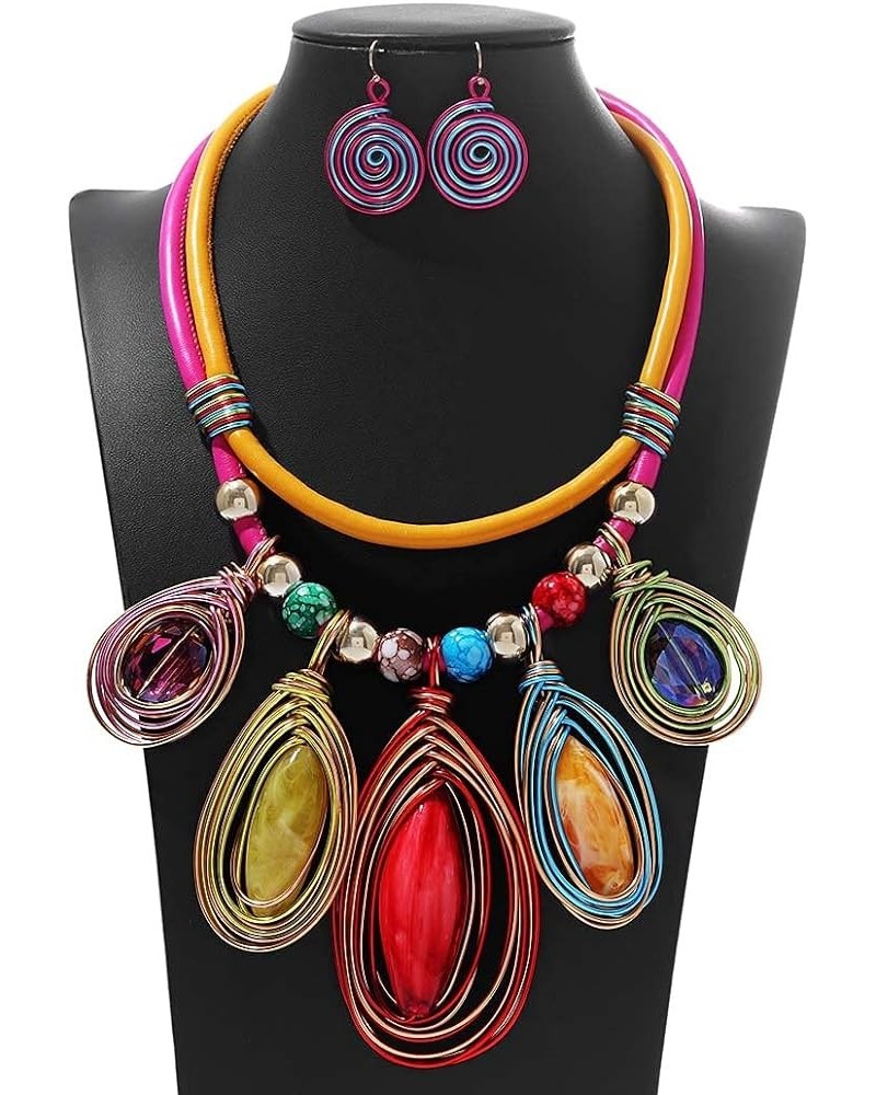 African Statement Choker Necklaces Colorful Chunky Bib Collar Necklace Ethnic Indian Tribal Jewelry Set for Women A $11.48 Ne...