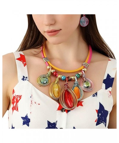 African Statement Choker Necklaces Colorful Chunky Bib Collar Necklace Ethnic Indian Tribal Jewelry Set for Women A $11.48 Ne...