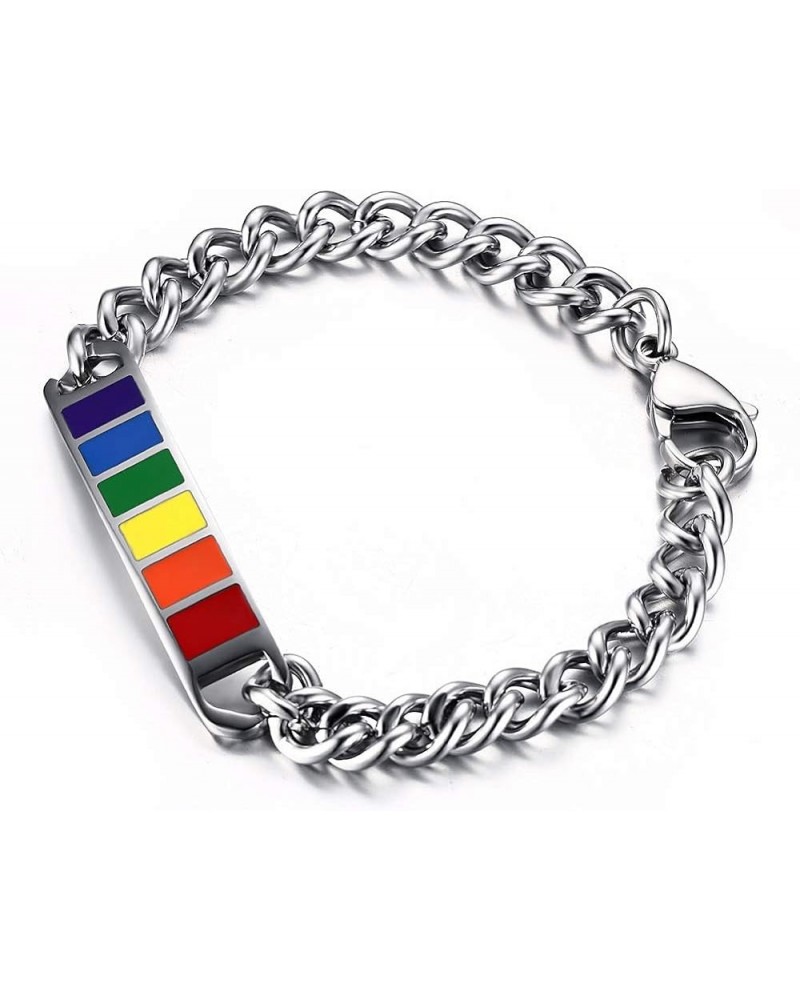 Leather Braided LGBT Rainbow Bracelet Stainless Steel Bangle Gay & Lesbian Pride Silver/Gold Rainbow Silver (10mm Width) $4.5...