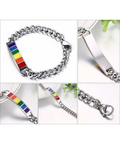 Leather Braided LGBT Rainbow Bracelet Stainless Steel Bangle Gay & Lesbian Pride Silver/Gold Rainbow Silver (10mm Width) $4.5...