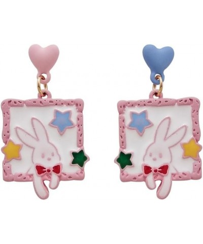 Kawaii Bunny Earrings for Women Girls Jewelry Enamel Zinc Alloy Cute Hanafuda Rabbit Stud Dangle Charms Easter Gifts Pink $7....