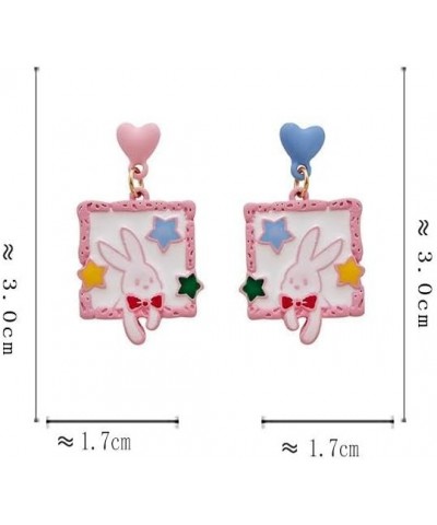 Kawaii Bunny Earrings for Women Girls Jewelry Enamel Zinc Alloy Cute Hanafuda Rabbit Stud Dangle Charms Easter Gifts Pink $7....