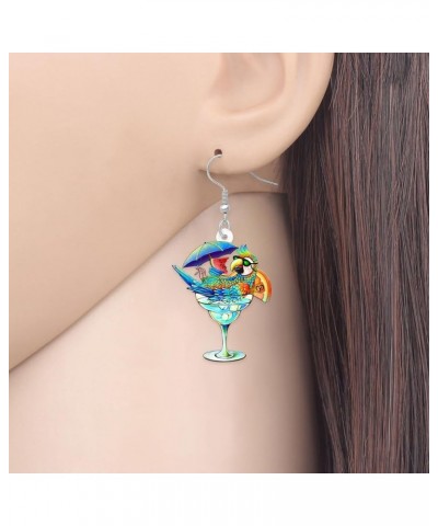 Acrylic Bird Parrot Earrings for Women Girls Scarlet Macaw Hypoallergenic Hook Dangle Drop Earrings Parrot Jewelry for Gift B...