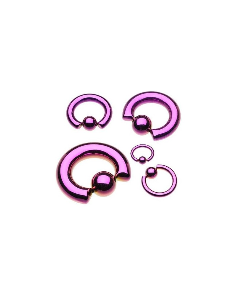 Basic Steel Captive Bead Ring 316L Surgical Steel (Sold Individually) 10g 10mm (5mm Ball) Purple $8.95 Body Jewelry