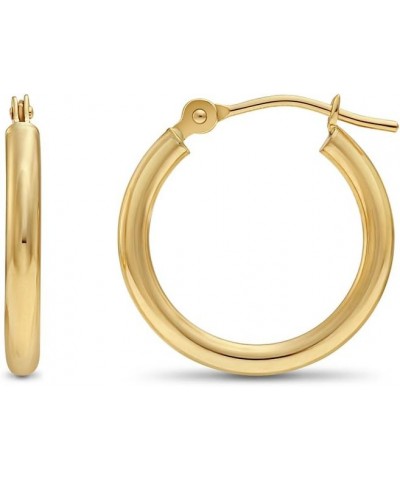 14k Yellow Gold Classic Shiny Polished Round Hoop Earrings, 2mm tube 16mm (0.63 inch) $25.85 Earrings