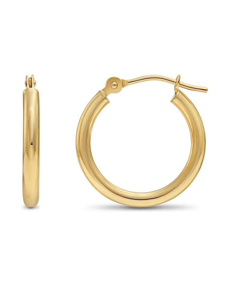 14k Yellow Gold Classic Shiny Polished Round Hoop Earrings, 2mm tube 16mm (0.63 inch) $25.85 Earrings