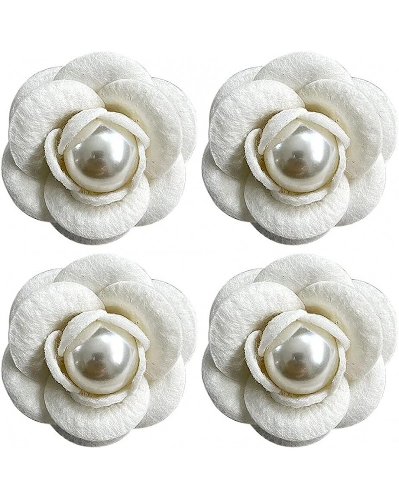 Women Elegant Flower Brooches,4 Pieces Camellia Flower Corsage Brooch Pins Camellia Flower Brooch Decoration For Simulated Cl...