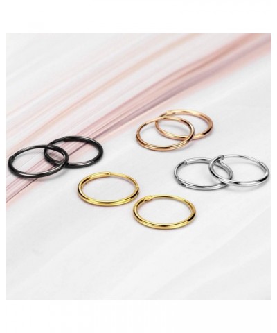 316L Surgical Steel Endless Hoop Earrings for Women Silver/Gold/Rose Gold/Black 8mm/10mm/12mm 10mm 01: Plain Hoop, Rose Gold ...