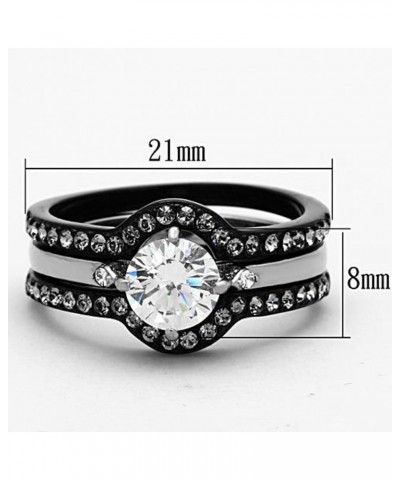 His and Hers 4 Piece?Black Ion Plated Stainless Steel Wedding Engagement Ring Band Set Women's Size 07 Men's 08mm Size 11 $22...