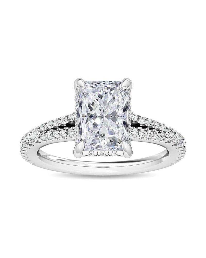 1-5 Carat (ctw) White Gold Radiant,Round Cut LAB GROWN Diamond Hidden Halo Engagement Ring (Color D-E Clarity VS1-VS2) 7.5 Wh...