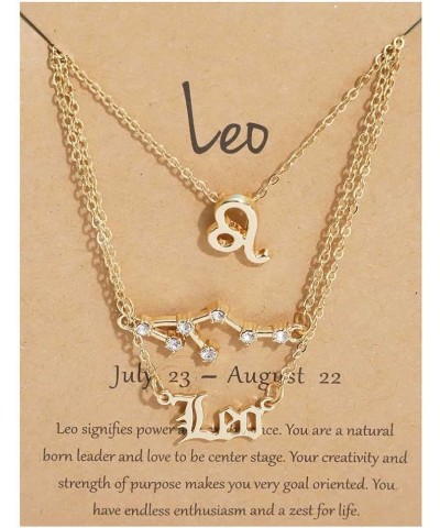 Zodiac 12 Constellation Pendant Necklace Astrology Gold Tone Chain with Message Card DK-003-Leo $7.19 Necklaces