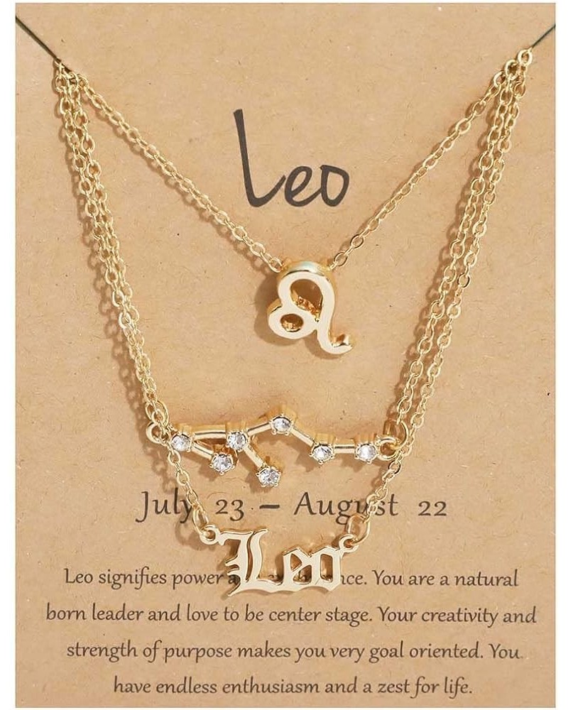 Zodiac 12 Constellation Pendant Necklace Astrology Gold Tone Chain with Message Card DK-003-Leo $7.19 Necklaces