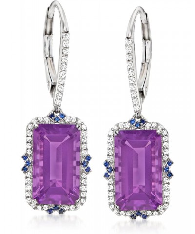 7.75 ct. t.w. Amethyst and .25 ct. t.w. Diamond Drop Earrings With Sapphire Accents in 14kt White Gold $360.00 Earrings