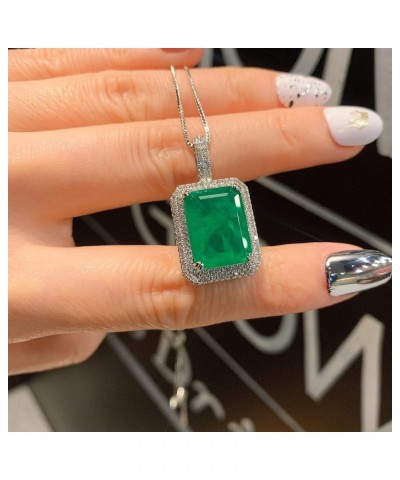 18K Silver Plated Retro Style Emulation Emerald Diamond Jewelry Set Women's Upscale Luxury Gift for Girls Wife Sisters 18K Go...