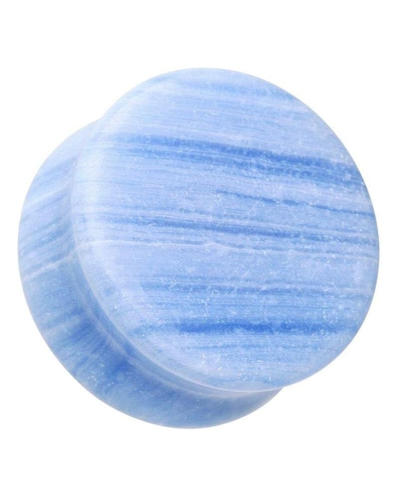 Blue Lace Agate Stone Double Flared Ear Gauge WildKlass Plug 1" (25mm) $9.87 Body Jewelry