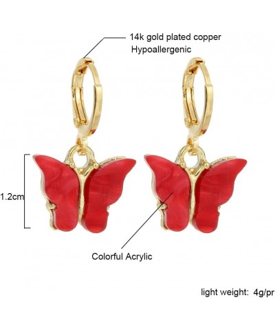 Butterfly Earrings Tiny Hoop Earrings Colorful Acrylic Butterfly Earrings For Women Girls 6 set $7.01 Earrings