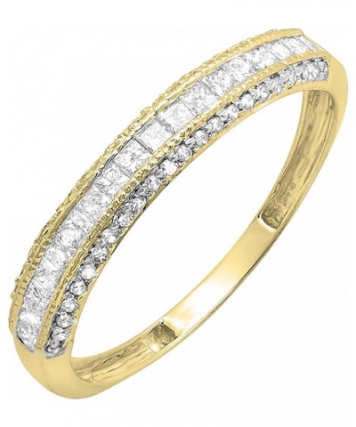 0.45 Carat (ctw) Princess & Round White Diamond Stackable Wedding Band Ring for Women in 10K Gold Yellow Gold 8 $148.41 Brace...