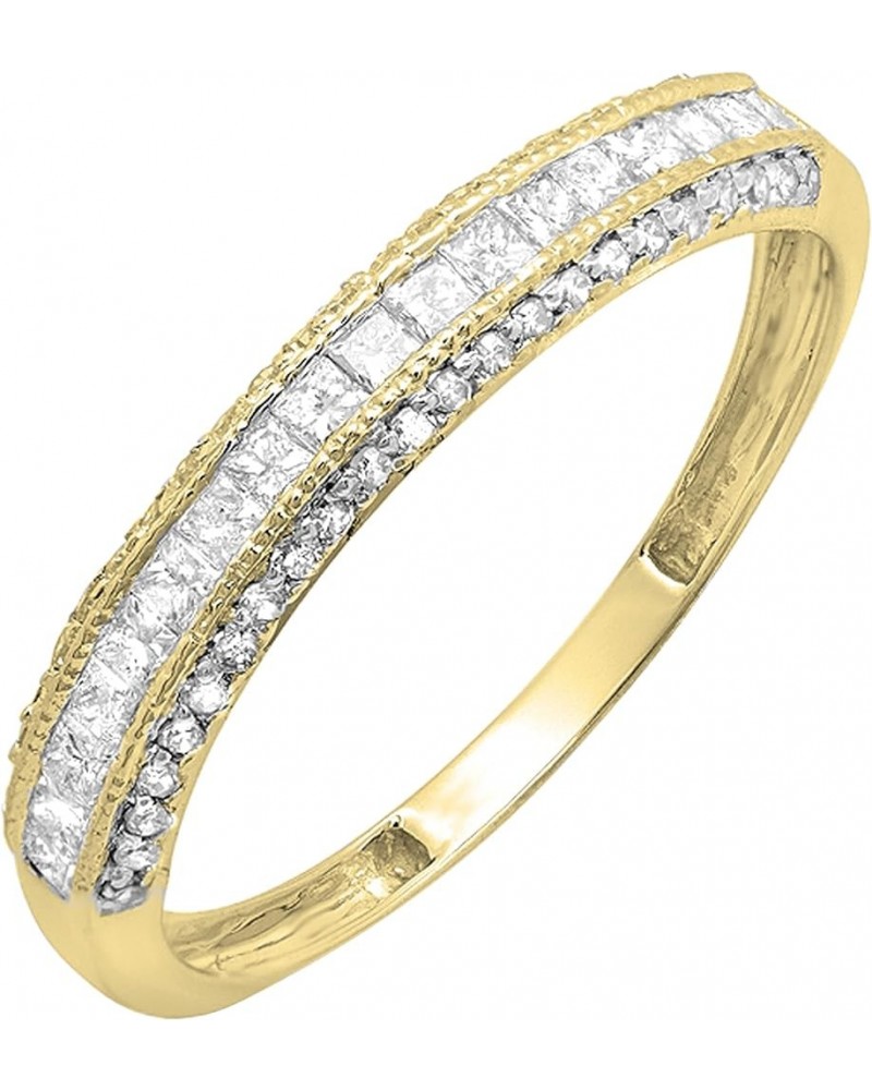 0.45 Carat (ctw) Princess & Round White Diamond Stackable Wedding Band Ring for Women in 10K Gold Yellow Gold 8 $148.41 Brace...