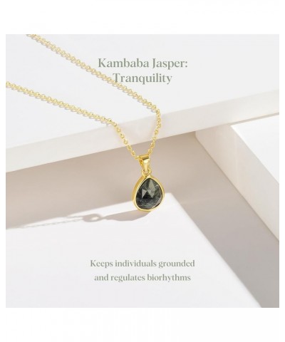 Gemstone Necklace for Women, 14K Gold Plated Crystal Teardrop Pendant Choker Natural Healing Stone Jewelry Gift for Teen Girl...