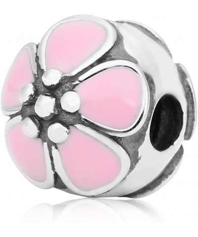 Flower Star Clip Charms Authentic 925 Sterling Silver Clip Lock Stopper Beads for European Bracelet Blossom Pink Enamel $11.7...