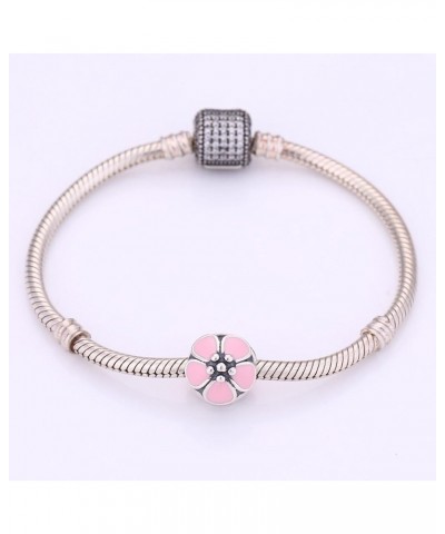 Flower Star Clip Charms Authentic 925 Sterling Silver Clip Lock Stopper Beads for European Bracelet Blossom Pink Enamel $11.7...