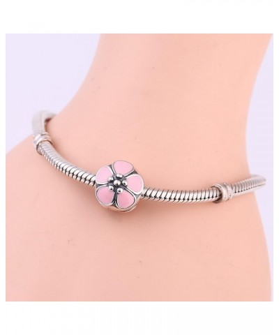 Flower Star Clip Charms Authentic 925 Sterling Silver Clip Lock Stopper Beads for European Bracelet Blossom Pink Enamel $11.7...