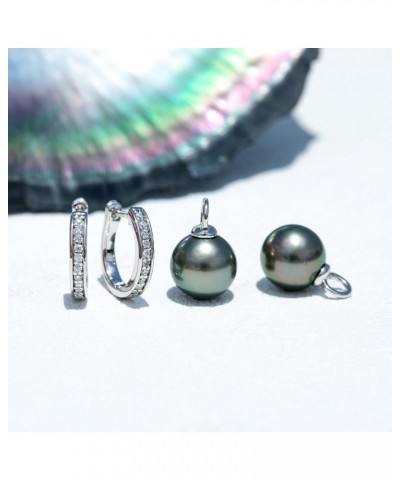 9-11MM Tahitian Black Pearl with Moissanites Hook Earrings, AAA Handselected Nature Black Pearls and D Color Moissanite Mount...