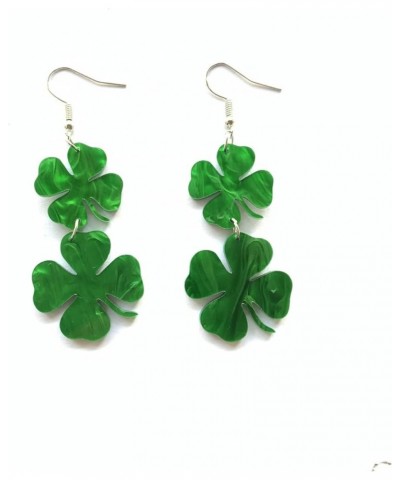 3Pairs St. Patrick's Day Green Lucky Clover Shamrock stud Earrings double $6.09 Earrings