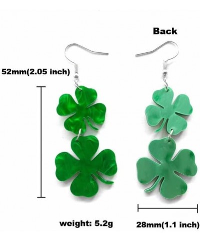 3Pairs St. Patrick's Day Green Lucky Clover Shamrock stud Earrings double $6.09 Earrings