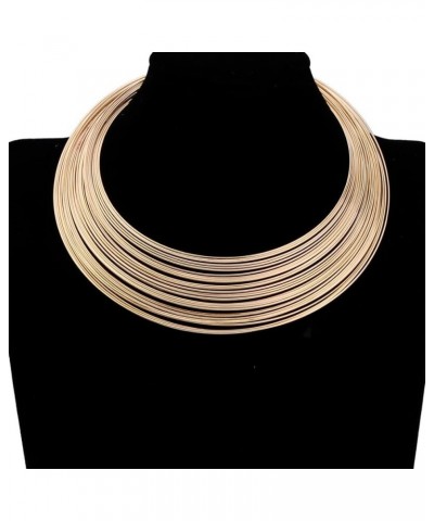 Gold/Silver Choker Collar Necklaces for Women, Stainless Steel Gold Statement Necklace Open Choker Bib Necklace African Jewel...