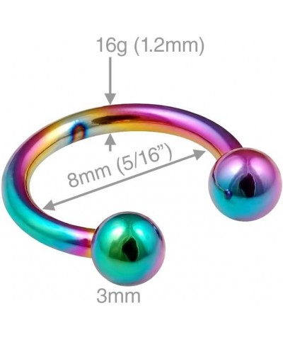 2pc 16g Rainbow Circular Barbell Horseshoe Earrings Anodized Stainless Steel Tragus Daith Helix 8mm $8.09 Body Jewelry