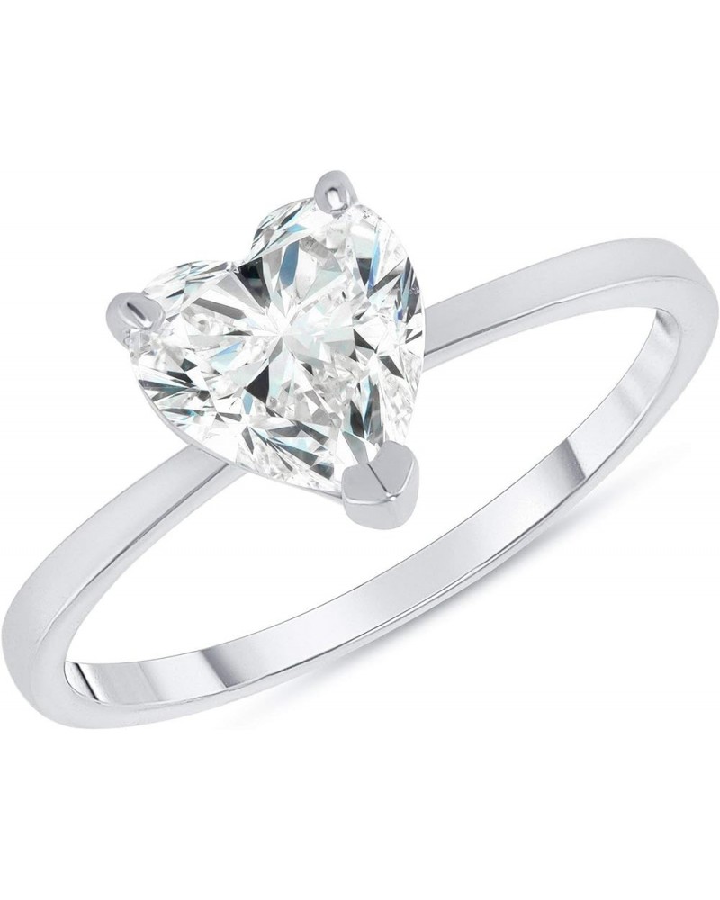 Elegant 14k Gold Heart-Shaped CZ Engagement Ring White Gold $54.00 Rings