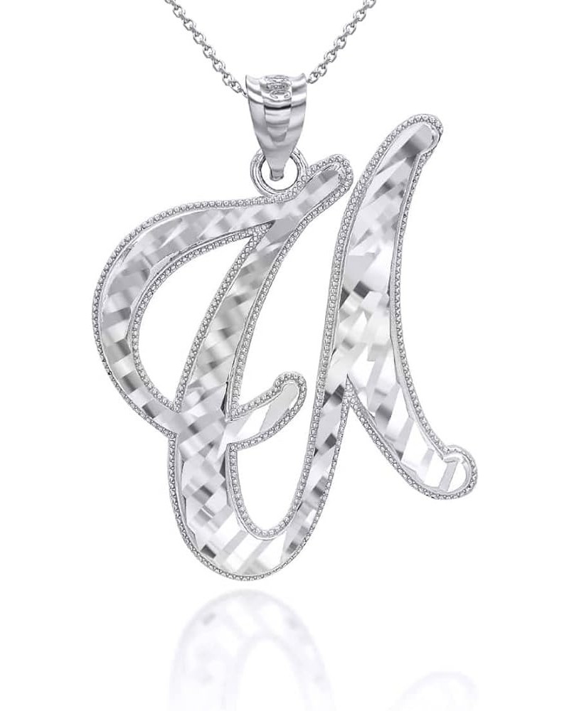 Exquisite .925 Sterling Silver Fine Dangling Cursive Initial A-Z Charm Pendant Necklace - Choice of Initial Letter & Chain Le...