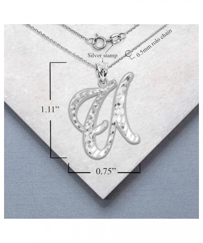 Exquisite .925 Sterling Silver Fine Dangling Cursive Initial A-Z Charm Pendant Necklace - Choice of Initial Letter & Chain Le...