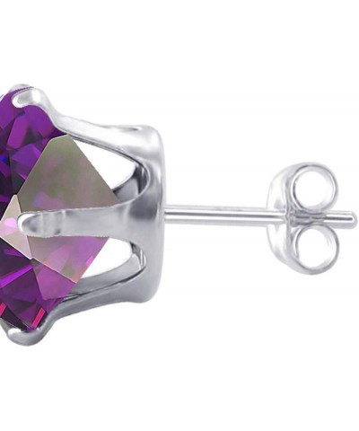 10mm Round Cubic Zirconia Prong Set 925 Sterling Silver Stud Earrings for Women 6mm Amethyst $9.51 Earrings