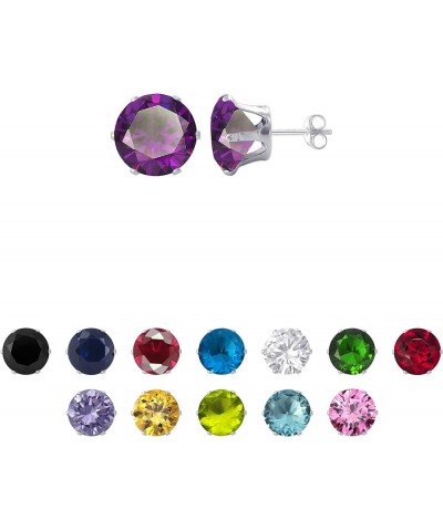 10mm Round Cubic Zirconia Prong Set 925 Sterling Silver Stud Earrings for Women 6mm Amethyst $9.51 Earrings