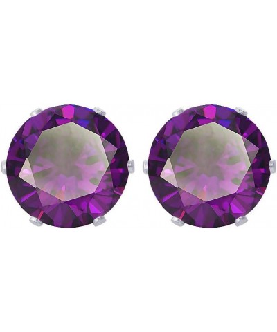 10mm Round Cubic Zirconia Prong Set 925 Sterling Silver Stud Earrings for Women 6mm Amethyst $9.51 Earrings