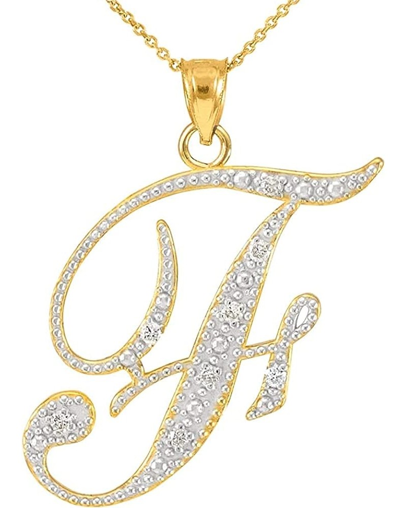 14K Yellow Gold Diamond Accented Dangling Cursive Initial A-Z Charm 4/5" Pendant Necklace (J-K Color, I1-I2 Clarity) - Choice...